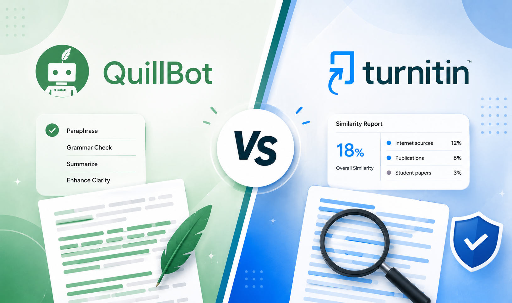 QuillBot vs Turnitin AI detector and plagiarism checker comparison